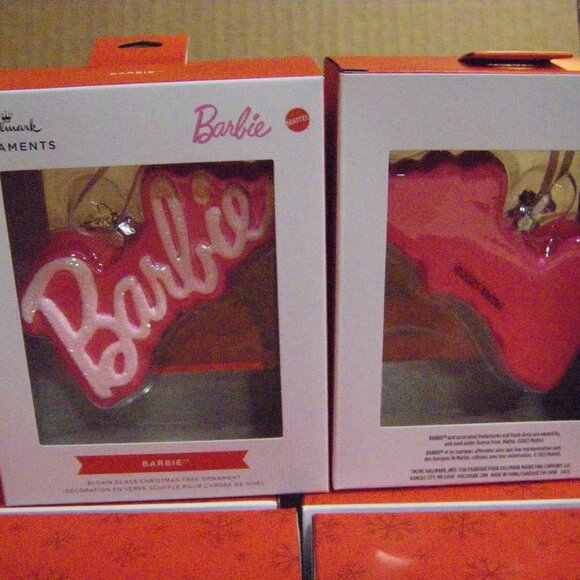 Barbie Logo Pink Blown Glass Glitter Ornament Shatterproof Special Edition BOXED - Picture 14 of 14